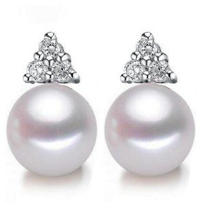 Fifth Avenue Marquise Cut Zirconia Pearl with Rhidium Plated Earring Drop